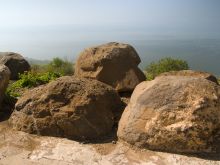 Pohľad z Golanských výšin na Galilejské jazero